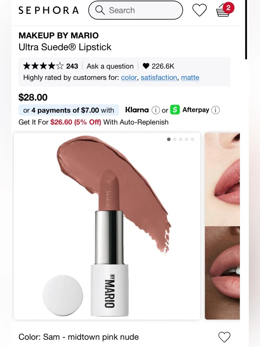 Makeup By Mario Lipstick — Sam Nude Pink